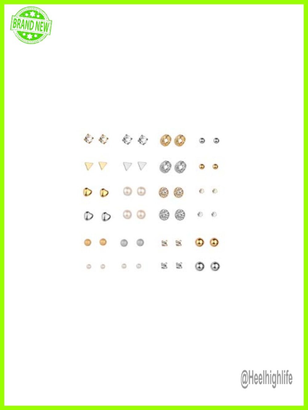 24 Pairs Stud Earrings Set Pearl Crystal Rhinestone Alloy Geometric Minimalist